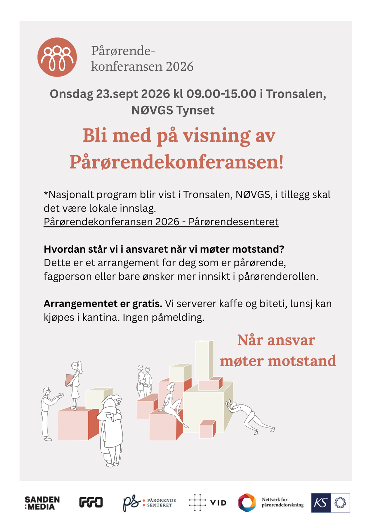 plakat med tekst om pårørendekonferanse