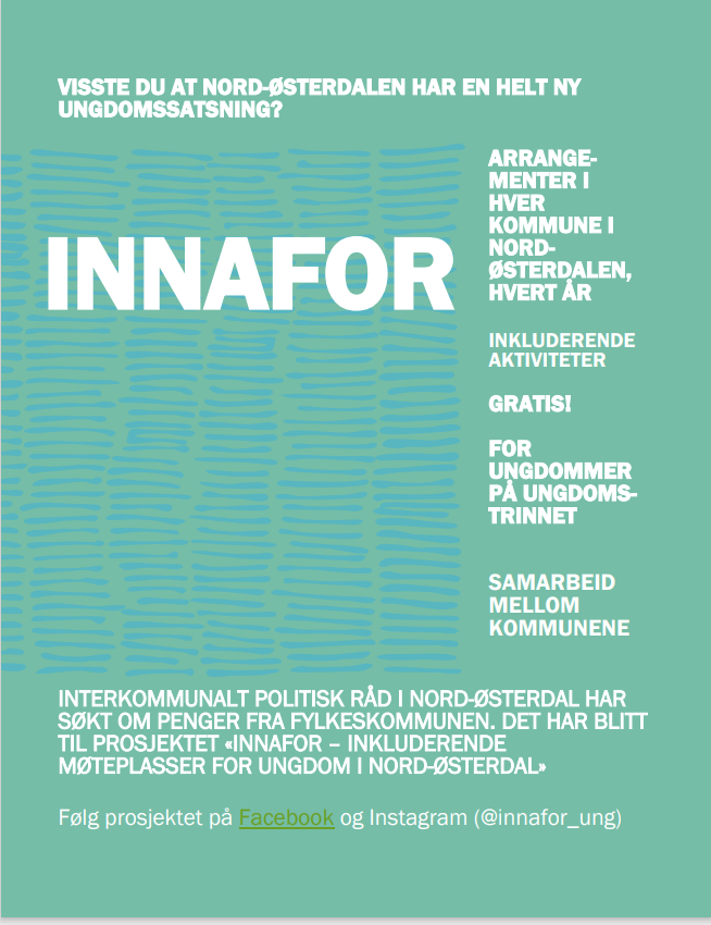 Informasjonsplakat om Innafor. Plakaten har tilsvarende informasjon som i artikkelen om prosjektet. - Klikk for stort bilde