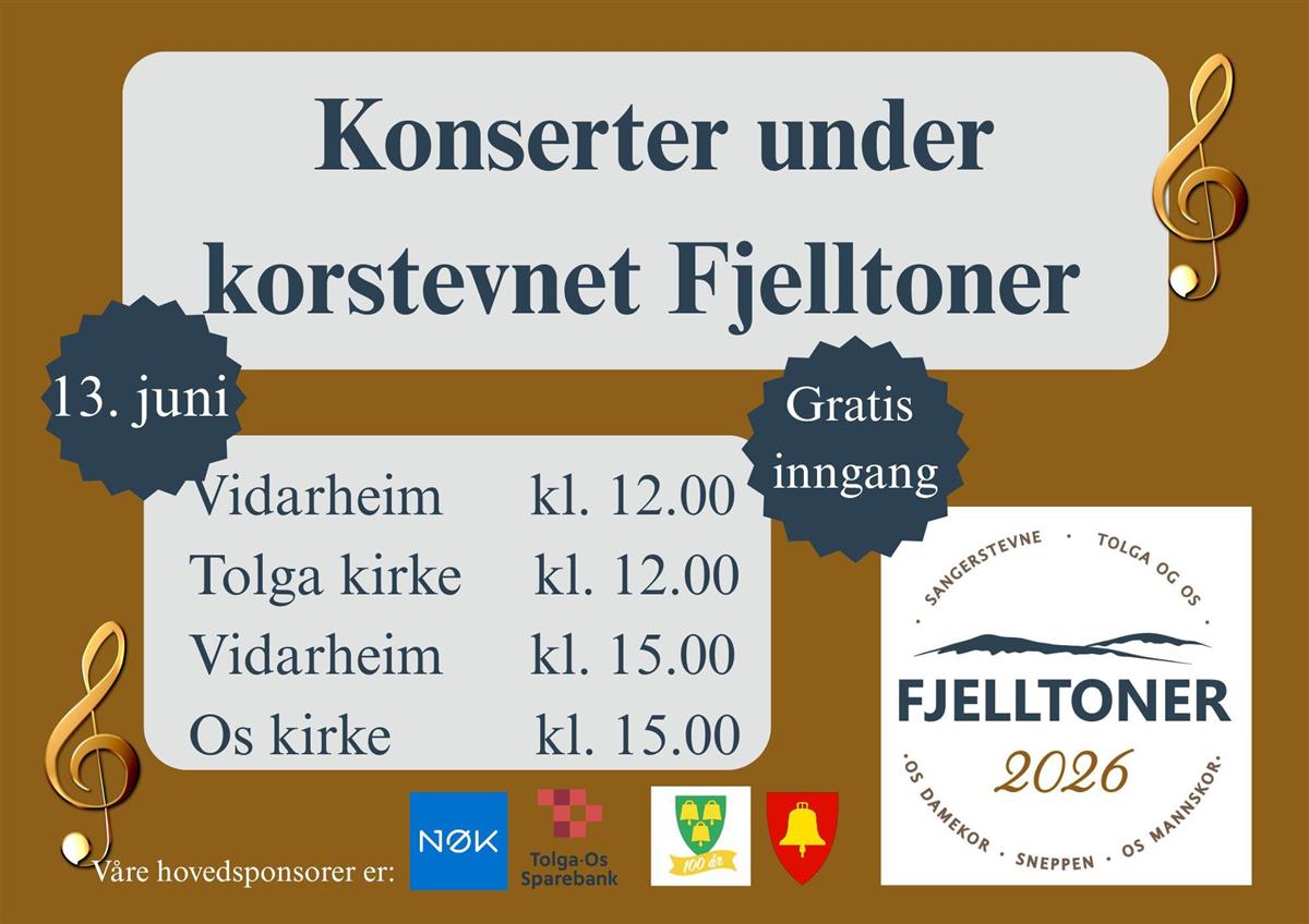 Konserter under korstevnet Fjelltoner. Gratis inngang. 